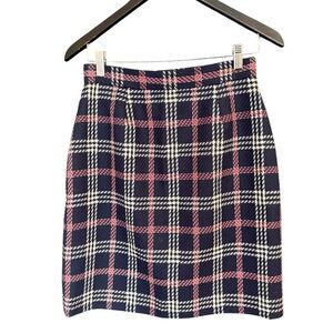 Brooks Brothers Red Fleece size 2 EUC wool blend red/navy Plaid Pencil Skirt